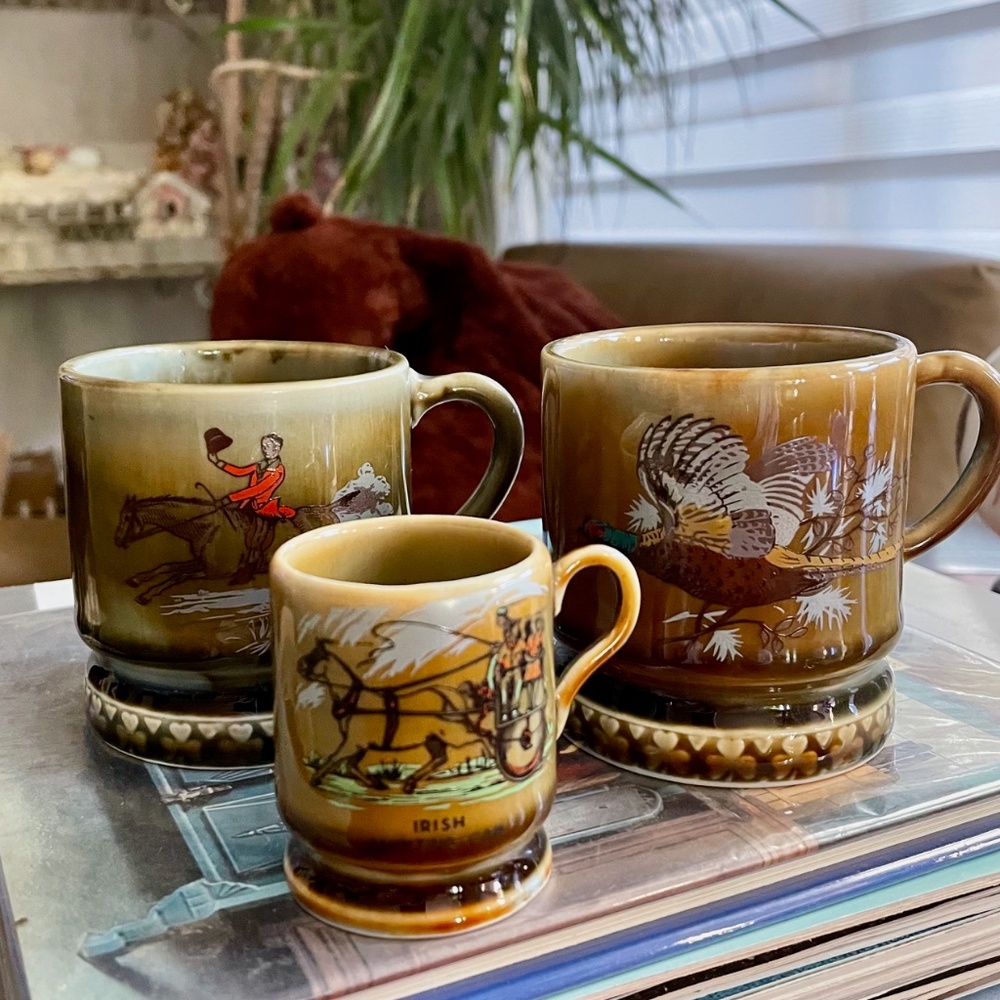 Vintage Trio Irish Porcelain of 2 coffee/tea cups and 1 cream cup